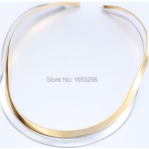 New Arrival Gold Stainless Steel New Fashion Open design Smooth Chokers Necklace Chain For Women Men gifts 6mm
