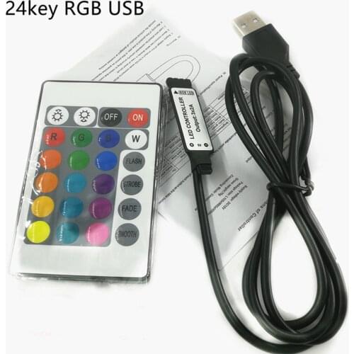 DC 5V USB LED RGB Controller Mini 3Keys Dimmer 24Key 44key IR Remoter 17Keys RF Wireless Remoter Control for USB RGB LED Strip