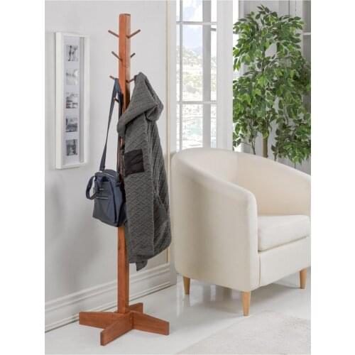 Mercida Handmade Wood Floor Standing Coat Rack Clothes-Hanger
