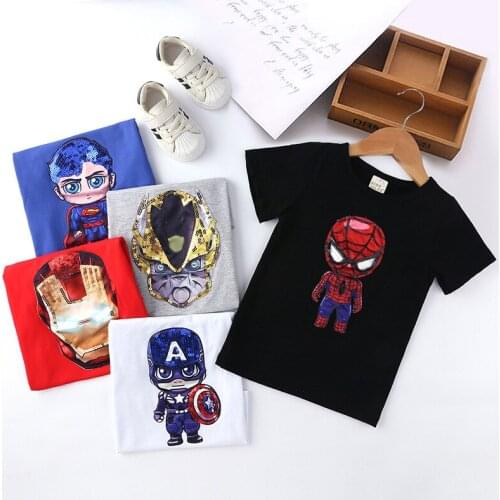 Baby Boys Short Sleeve T-shirt Pure Cotton Boys Girls Round Neck Short Sleeve Flash Top Children T-shirt