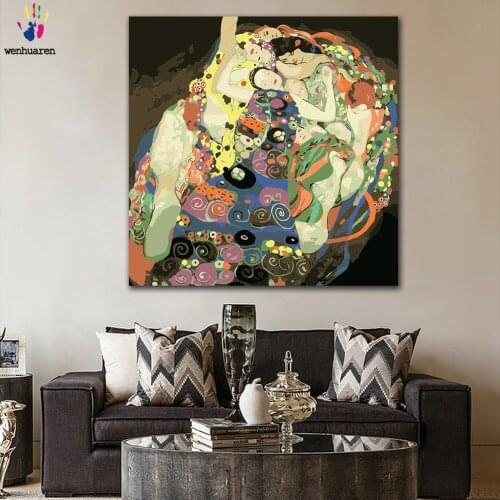 DIY colorings pictures by numbers with colors classic Gustav Klimt virgin picture drawing painting by numbers framed