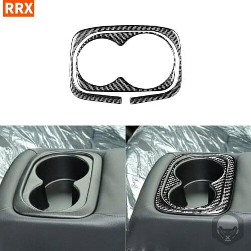 For Honda Civic 8 Gen 2006-2011 Black Carbon Fiber Stickers Rear Water Cup Holder Panel Frame Styling Interior Car Accessories