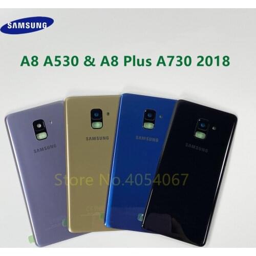 For SAMSUNG Galaxy A8 A530 A530F & A8 Plus A730 A730F 2018 Back Cover Rear Glass Housing Battery Door Case Shell Camera Lens