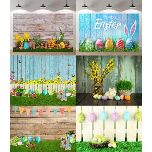 Seekpro Backdrop for Photography Easter Holiday Bunny Meadow Party Eggs Flowers Spring Background Decorations Printed Backdrops