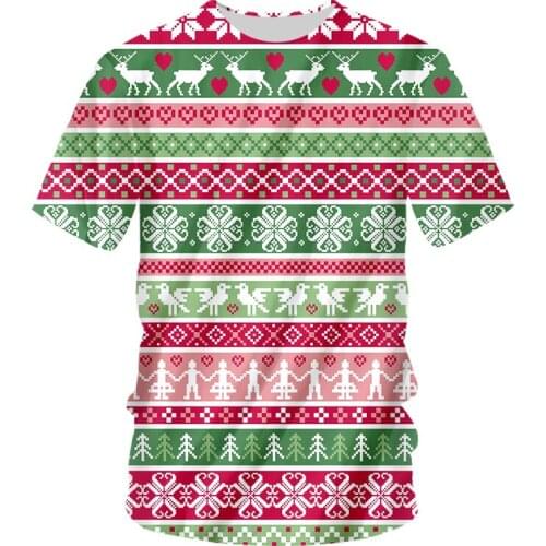 IFPD EU Size Funny Christmas 3D Printed T Shirts Men Xmas Tshirt Casual Cartoon Pixel Style Party Short Sleeve T-shirt Plus Size