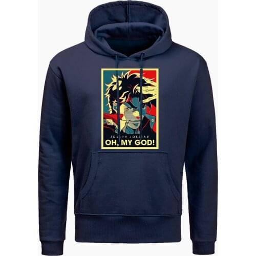 Funny Japan Anime Jojos Bizarre Adventure Joestar Joseph Mens OH MY GOD Print Hoodie Sweatshirt Harajuku Streetwear Anime Hoody