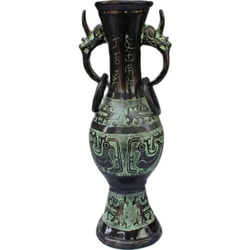 China Old Bronze Collections From The Countryside Rhino Vase With Two Ears