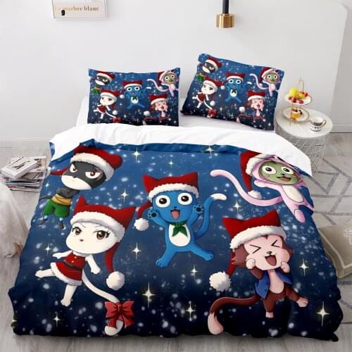 Fairy Tail Bedding Set Single Twin Full Queen King Size Fairy Tail Bed Set Childrens Kid Bedroom Duvetcover Sets 3D Print 018