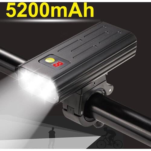 Powerful 3000 Lumens Bicycle Light 5T6 Digital Display IPX6 Bike Front Light USB Rechargeable Cycling Flashlight as Power Bank