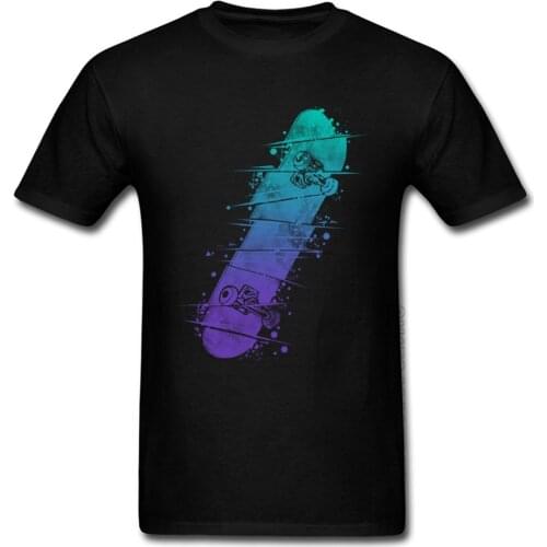 Neon Broken Skateboard Image Pattern T-Shirt Men Top Quality Streetwear Hip Hop Men T Shirt Newest Designers Tees For Men