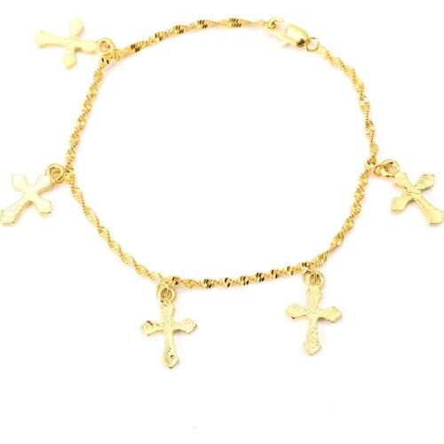 Bangrui 21 cm gold cross pendant Chain Bracelet Men Jewelry party Gift Wholesale rendy snake Chain Bracelet