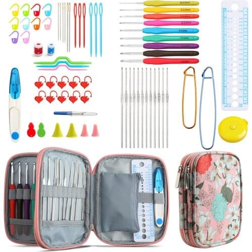 21 Pcs/Set Crochet Set Extra Long Crochet Lace Crochet With Gourd Threader Accessories Set DIY Tools And Storage Bag