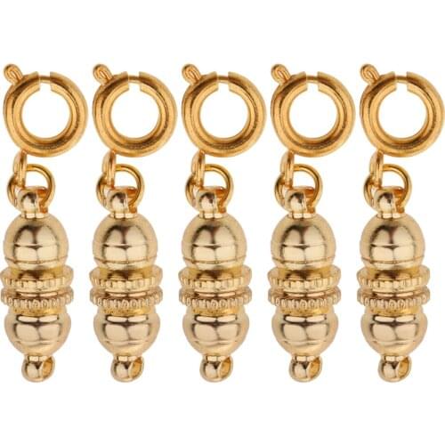 Pack of 5pcs Assorted Color - Gold & Silver Magnetic Lobster Clasps for Jewelry Necklace Bracelet - Diameter, 6mm / 0.24 inch