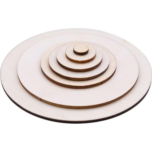 Natural Round Shape Wood Chip Unfinished Wood Cutout Circles Without Hole DIY Handmake Wooden Craft Wedding Home Decor Supplies