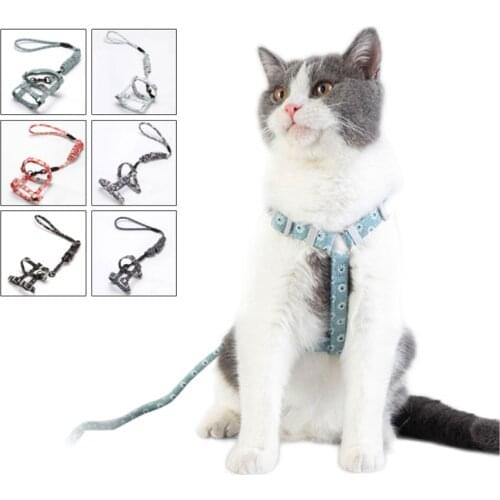Nylon Cat Harness And Leash Set Pet Products Kitten Adjustable Vest Harness Leads Pet Clothes For Cats
