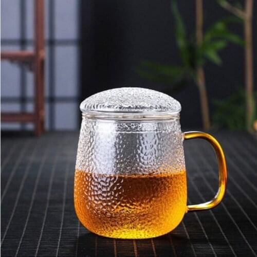 Cool Creative Glass Tea Cup Drinkware Hammer Point Transparent With Tea Filter