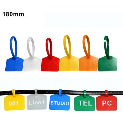 180mm/7.1” Disposable Nylon Zip Tie Labels Plastic Tag Network Cable Wire Management Marker Self Locking Custom Numbered 100Pcs