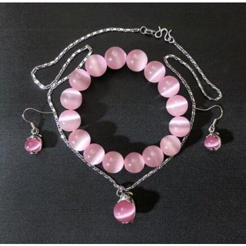 New hot Fascinating Cat Eye Stones Necklace Pendant Earring Bracelets Opal Jewelry Sets