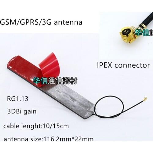 1pcs GSM GPRS 3G patch antenna IPEX connector 10cm/15cm cable length RG1.13 116.2mm*22mm 900-1800MHz