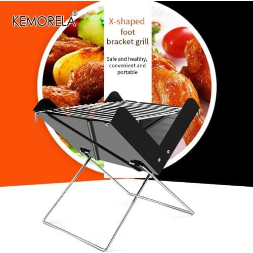 Bbq Grill Portable Foldable Barbecue Grill Charcoal Grill Outdoor Small Non-Stick Barbecue Wire X-Shaped Barbecue Accessories