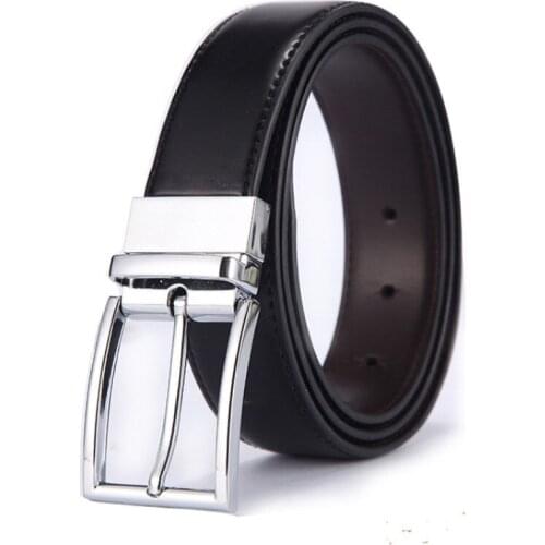 2021 new mens business all-match new fashion casual rotating pin buckle 105-125CM high quality double-sided leather belt