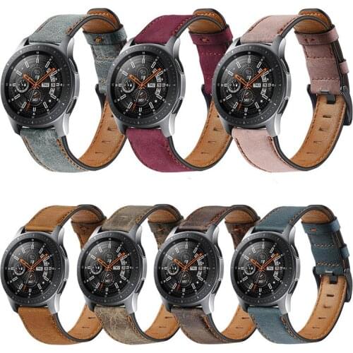 22mm watch band For samsung Galaxy watch 46mm crazy horse leather strap Gear S3 frontier bracelet Huawei watch 2 gt strap 46 mm