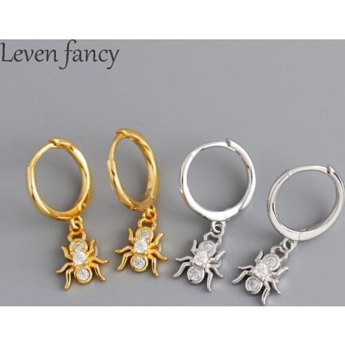 Spider Ear Hoop Earrings for Women Real 100% 925 Sterling Silver Animal Jewelry Accessories Gift Teenager Girls Circle Earrings