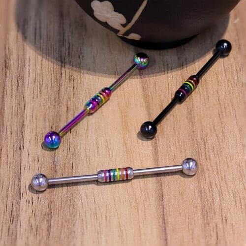 1pc Industrial Barbell Earring Piercing Long Ear Cartilage Stud Helix Tragus Bar Stainless Steel for Women Men Body Jewelry 14G