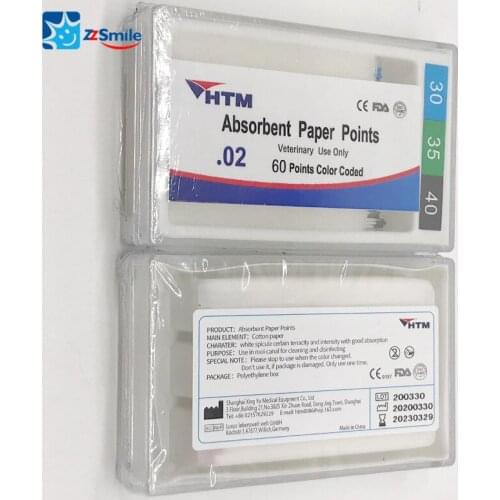 CE Approved HTM 60mm Absorbent Paper Point for Animal Use/Veterinary Dental 02 Taper Absorbent Paper Point