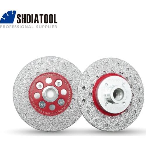SHDIATOOL 2pcs Premium Quality Diameter 4"/100mm Double Sided Vacuum Brazed Diamond Cutting & Grinding Disc With M14 Thread