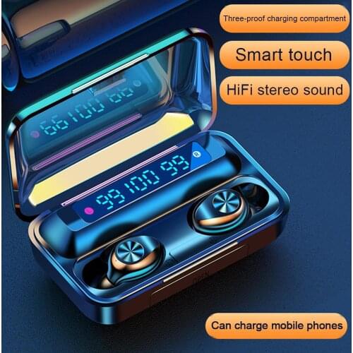 TWS Wireless Bluetooth Headphone Bluetooth 5.0 Touch Control 9D Stereo Headsets With Mic Sports Waterproof Earbuds LED display