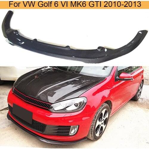 Carbon Fiber Car Front Bumper Lip For Volkswagen VW Golf 6 VI MK6 GTI 2010-2013 Front Lip Spoiler Chin Protector Black FRP