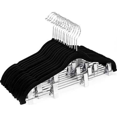 Adult Pants Rack Flocking Hanger with Clip Customized Non-Slip Clothing Store Rack Drying Rack Plastic Hanger Wholesale
