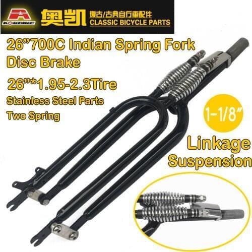 26 Inch 1-1/8 Springer Fork 28.6*230mm Steerer Tube Suspension Fork Indian Classical Retro Bicycle Fork Beach Cruiser Bike