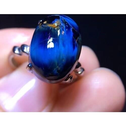 Top Quality Namibia Natural Pietersite Yellow Light Adjustable Ring 18/9.3mm Chatoyant Rare Water Drop 925 Sterling Silver AAAAA