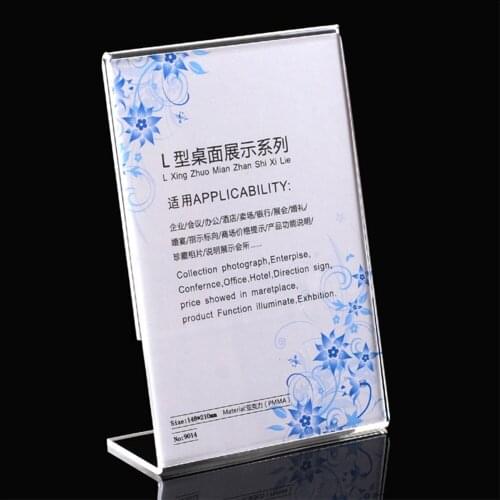 A4/A5/A6 Showing Shelf Nail Display Stands Transparent Menu Display Stand Price Card Promotion Leaflet Poster L Shaped Holders