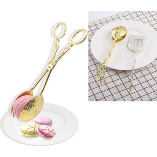 1Pcs Food Tongs Stainless Steel Bread Clip Gold Tong For Eggs Salad Serving Tools Pastry Clamp Buffet Barbecue Kitchen Utensils