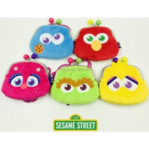 10/Lot 5 Styles Sesame Street Elmo Cookie Monster Big Bird Oscar Abby Cadab 10*12CM Plush Shoulder Bag Coin Bag Soft Gift Retail