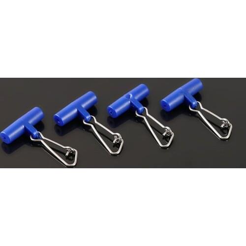 10pcs Fishing Sinker Slip Clips Blue Plastic Head Swivel With Hooked Snap Fishing Weight Slide For Braid Fishing Line