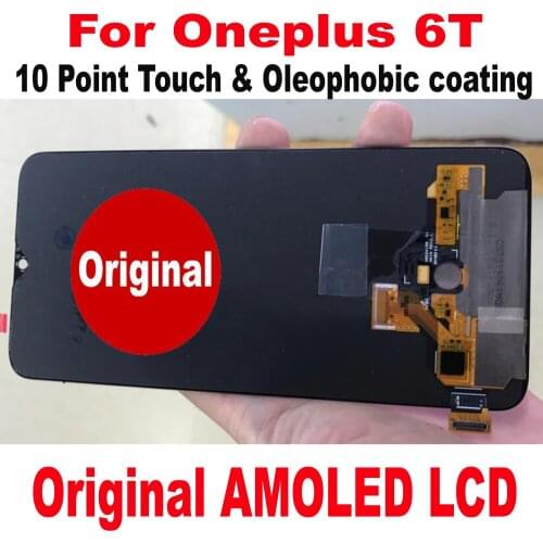 100% Original AMOLED LCD Display For Oneplus 6T A6010 Glass Sensor Touch Panel Screen Digitizer Assembly 6.41" Phone Pantalla