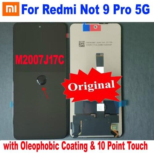 100% Original New Glass Sensor For Xiaomi Redmi Note 9 Pro 5G M2007J17C LCD Display Touch Screen Digitizer Assembly Pantalla