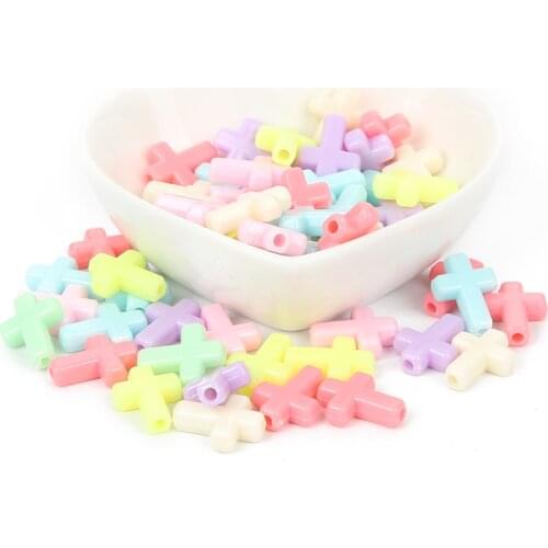 100Pcs Mixed Cross Acrylic Beads 16x12mm For Jewellery Marking Loose Spacer Beads Bracelet Necklace Charm Jewelry Finding