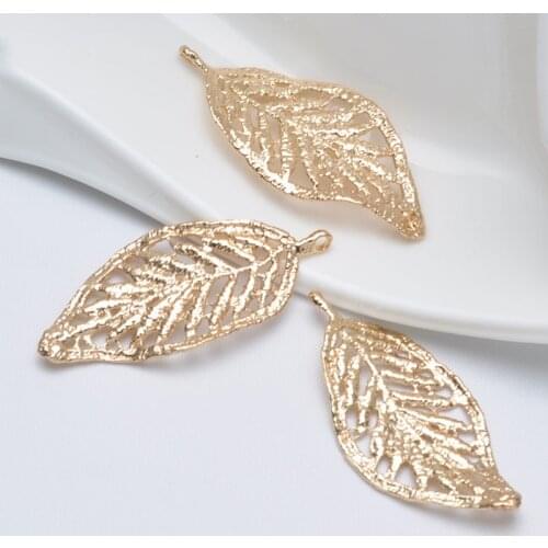 4PCS 54x24.5MM 24K Champagne Gold Color Plated Brass Tree Leaf Leaves Charms Pendants High Quality Diy Jewelry Accessories
