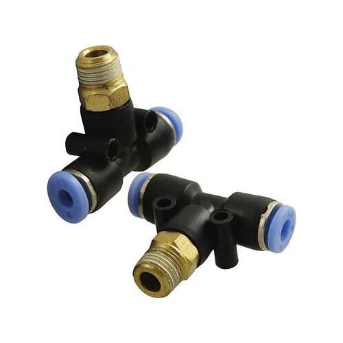 2 Pcs 1/8" Thread 4mm One Touch Push In T Joint Quick Fittings