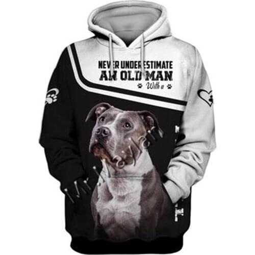 2021 Fashion Animal Pit Bull 3D Printed Hoodie Men Women Casual Pet Dog Designs Hooded Oversized Hooded Coat Drop Shipping WQ-83