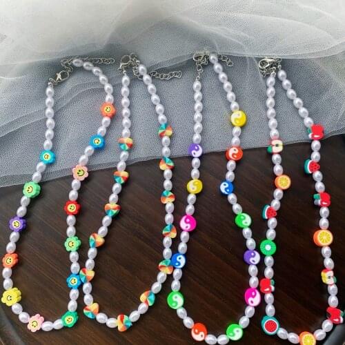 2021 New Fashion Acrylic Flowers Necklaces Bohemia Handmade Beaded Necklace Clavicle Chain Factory Jewelry For Girls Women