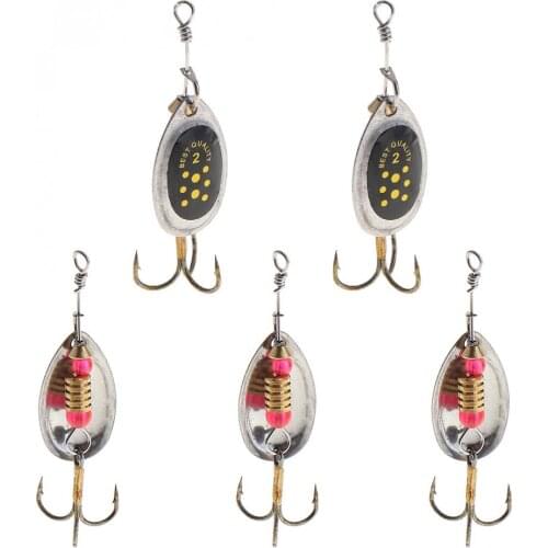 5pcs/lot 6cm 2.5g Metal Sequins Fishing Spinner Bait Hard Lure for Carp Bass Black Fishs Snakehead