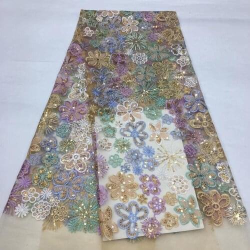 5yards/bag Mixed color embroidery sequin flower pattern fashion fabric for wedding dress design XX103