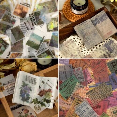 50pcs Plant Oil Painting Material Paper DIY Scrapbooking Diary Album Decorative Background Sticker Material