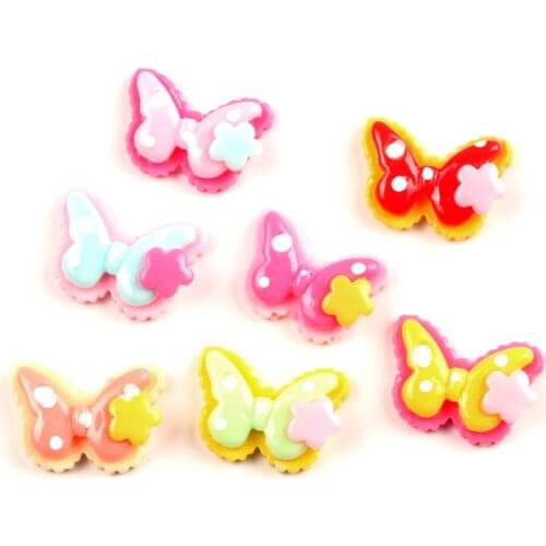 50Pcs Mixed Butterfly FlowerResin Decoration Crafts Beads Frame Flatback Cabochon Scrapbook DIY Embellishments Accessories